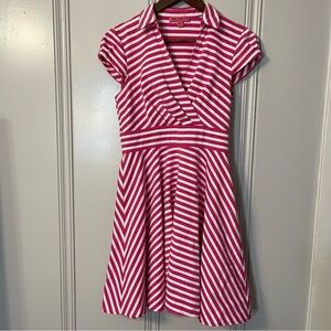 Betsey Johnson Pink and White Striped Fit and Flare Skater Dress Size 4